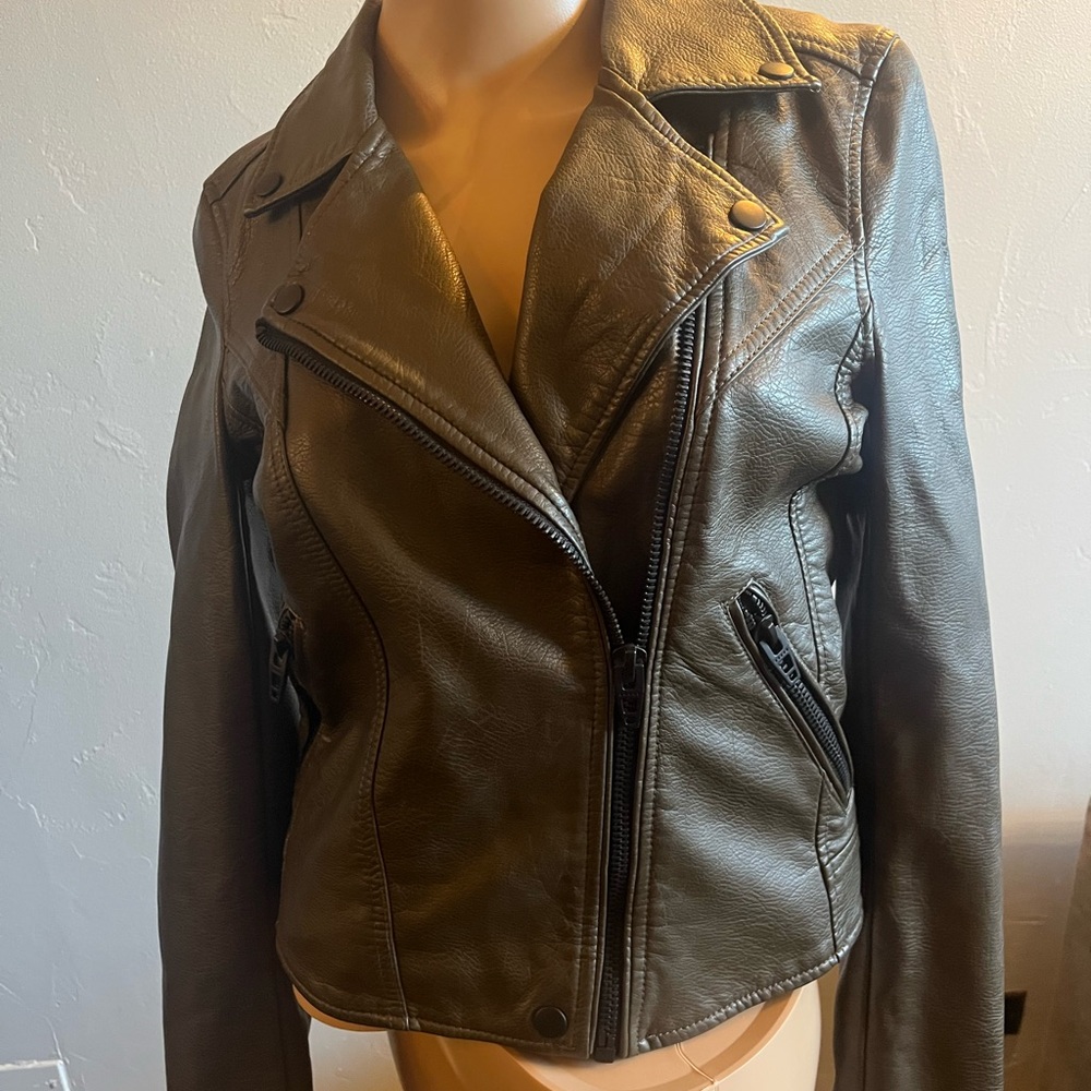 Blank NYC Faux Leather Brown Jacket Size XS